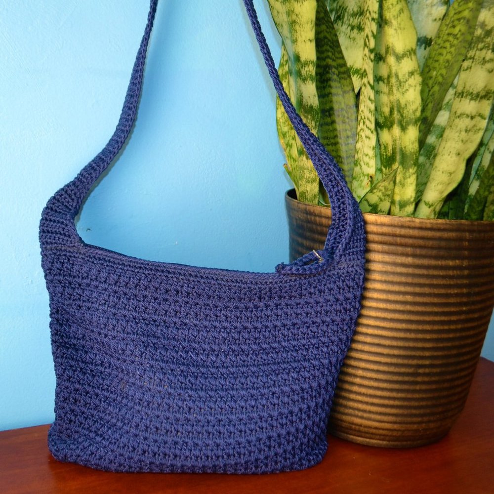 The Sak Crochet Cross Body Vegan Navy Blue